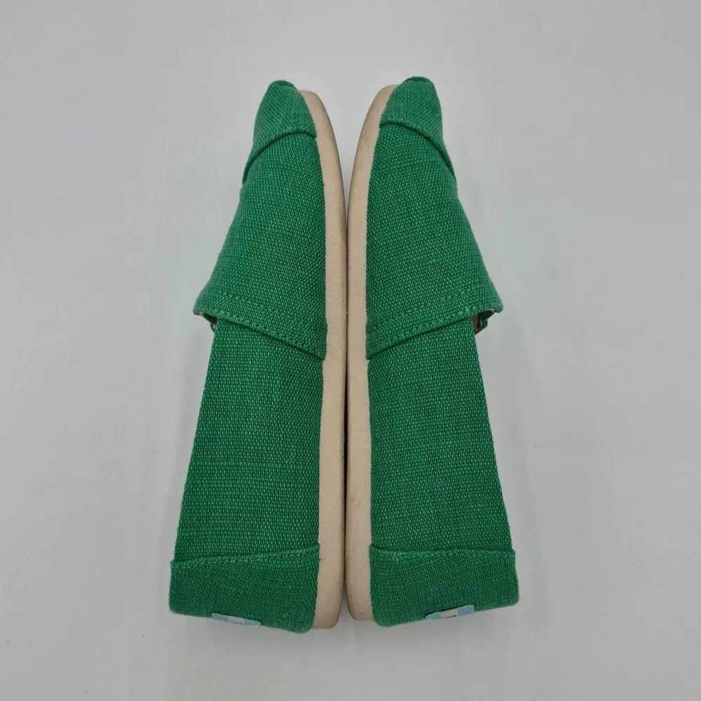 TOMS Womens Classic Alpargata Green Textile Slip On Loafers Shoes Size 5.5